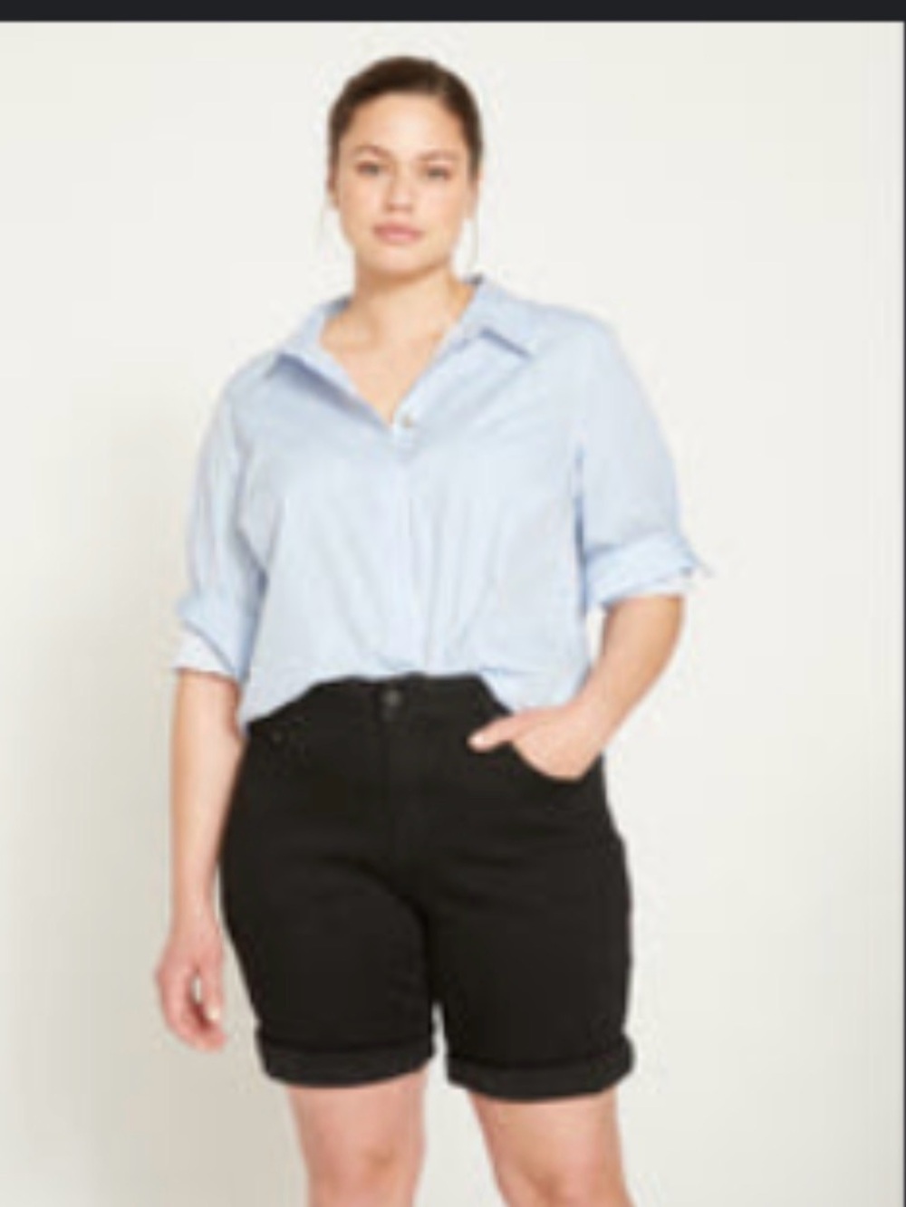 Universal Standard Bae Denim Black Bermuda Shorts- Versatile Everyday Wear
